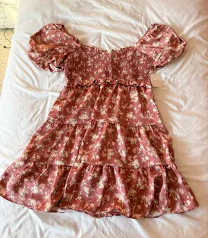 Altar’d State Burgundy Multi Cyrus Floral Mini Dress Size Small thumbnail 1
