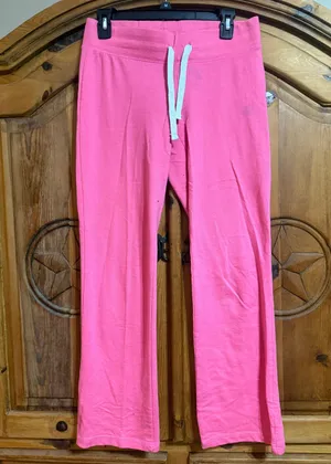 Pink wide leg low rise cotton pants #cottonlove thumbnail 1