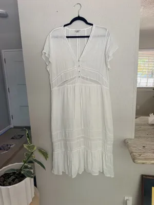 Rails white flowy tiered short sleeve cotton midi dress L. thumbnail 13