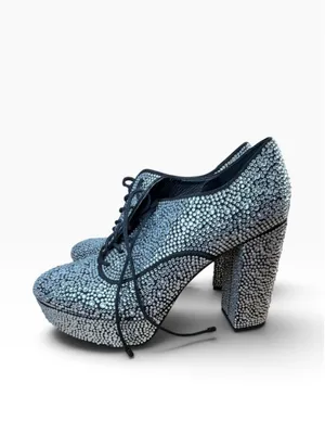 Women's Gianni Bini Rhinestone Platform Lace-Up Heels, Silver/Black, Size 8.5 US thumbnail 6