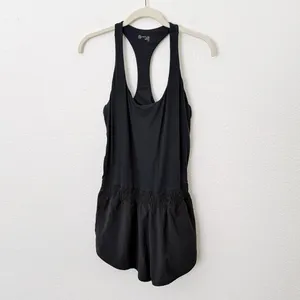 [Aerie] Offline Black Racerback Real Me Hot Stuff Romper Workout Casual Sz Large thumbnail 2