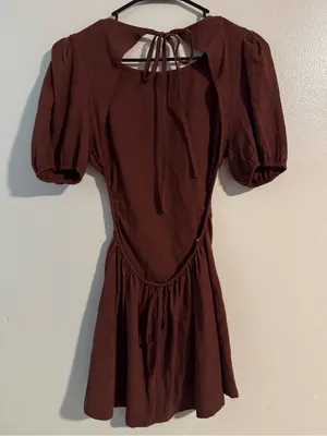 Cupshe Brown Puff-Sleeve Mini Dress thumbnail 2