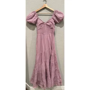 FREE PEOPLE Sundrenched Smocked Puff Sleeve Maxi Dress Size Medium thumbnail 9