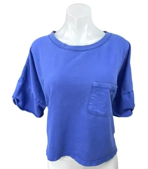 Love by GAP Women's Blue Short Sleeve Pocket Pullover Crop Tee T-Shirt Top XL thumbnail 1