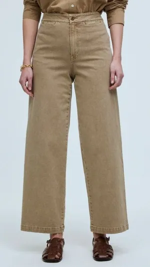 Madewell‎ Emmett Wide-Leg Crop Pants Size 25 Petite Brown thumbnail 1