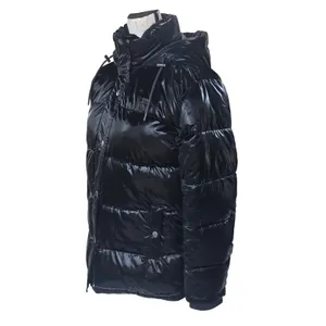Levis NWT Womens Shiny Black Quilted Bubble Puffer Hooded‎ Jacket XS thumbnail 3