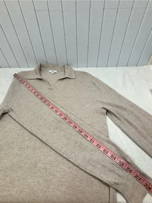 Reiss 100% Wool Cream V-Neck Collared Casual Sweater Size L thumbnail 7