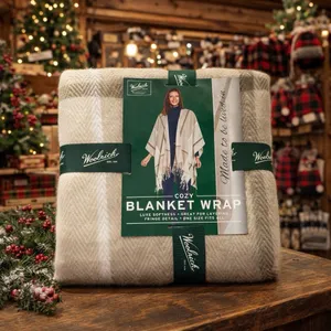 NEW Woolrich Luxe‎ Soft Cozy Blanket Shawl Wrap Cape Beige/Tan Holiday Gift OS thumbnail 2