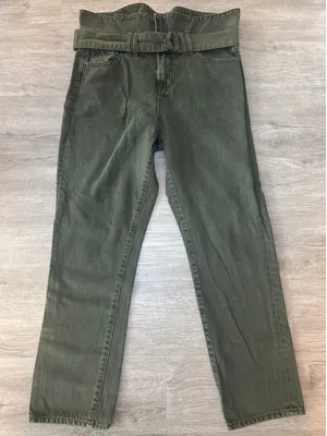 Hidden Belted Olive Green Jeans High Waist Straight Leg‎ Denim Size 26 thumbnail 1