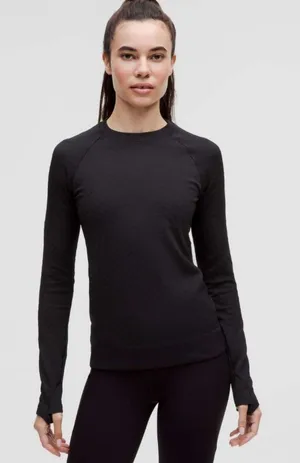 Lululemon Athletica Rest Less Pullover Cable Black Workout Shirt Size 2 thumbnail 1