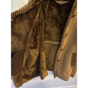 St. John’s Bay Faux Suede/Fur Coat Brown Midi Jacket Size1X Hooded Button Close thumbnail 6