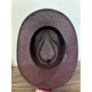 Outback Trading Co Botany Bay Plum Purple Straw Western Cowboy Hat Concho Band thumbnail 8