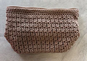 The Sak Crochet Cosmetic Bag Bronze Metallic Makeup Pouch Travel Organizer Zip thumbnail 1
