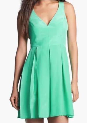 Amanda Uprichard silk green V neck sleeveless dress thumbnail 1