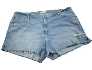 Abercrombie & Fitch The 4" High Rise Mom Short Distressed Cutoff Denim Plus Size thumbnail 1