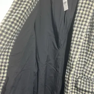 Loft Checked Coat NWT Single Button Lined Soft Cozy Pockets‎ Size XL Black/Cream thumbnail 9
