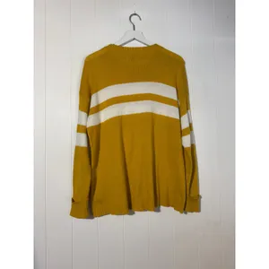 American Eagle Sweater Mustard Striped Wool Blend Medium Soft Knit thumbnail 3