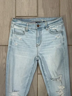 American Eagle Outfitters Light Blue High-Rise Distressed Ankle Jeans size 4S thumbnail 5