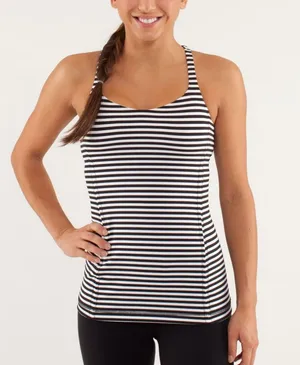 Lululemon Free to be Black & White Striped Tank thumbnail 1