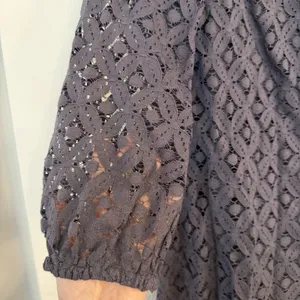 Garnet Hill Lace Dress 4 Slip Liner Gray‎ Knee Length Floral Eyelet Semi-formal thumbnail 4