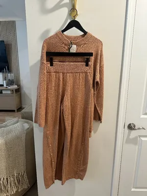 FREE PEOPLE Button Up Sweater Set in Chutney Sand Combo Size Small NWT thumbnail 2