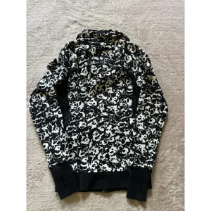 Lululemon Womens Cozy Cuddle Up Jacket Fleur Sombre White Black Fleece Sz 2 thumbnail 12