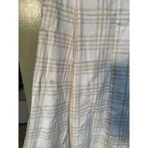 Women's Midi A-Line Dress White Beige Plaid Red Lined Split Neck Cap Sleeve Zip thumbnail 4