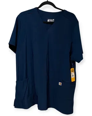 Carhartt Force Cross-Flex Modern Fit Navy Blue Scrub Top MT3210-W Womens 2XL NEW thumbnail 1
