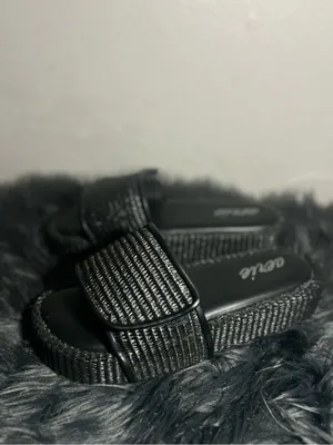 Aerie Straw Sandal Black Braided Strap Slide Sandals Size 7 thumbnail 6