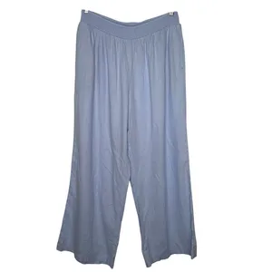 Aerie 2020s Blue Linen Blend Wide Leg Pants XL Elastic Waist Pockets NWT thumbnail 2