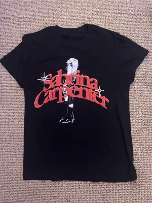 Sabrina Carpenter Black Short-Sleeve Graphic Tee with Red Logo thumbnail 2