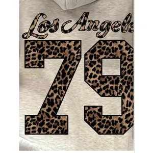 NEW Leopard Number Y2K Hoodie Long Sleeve Drawstring Graphic Sweatshirts XL thumbnail 2