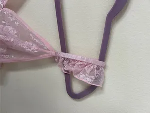 Dolls Kill Avidlove pink, sheer, floral lace, coquette, ruffle baby doll crop tank S thumbnail 3