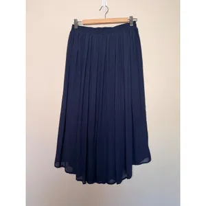 Octavia Navy Blue Pleated Midi Skirt Elastic Waist Lined Size M OX-6664 thumbnail 3