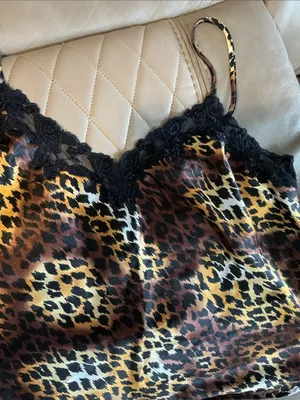 Victoria's Secret Leopard Print Satin Sleep Shorts in Brown and Gold thumbnail 7