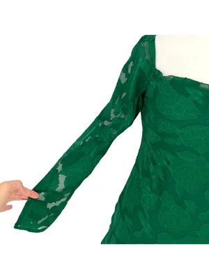 Princess Polly Star Power Green Floral Burnout Long Sleeve Mini Dress Size 2 NWT thumbnail 3