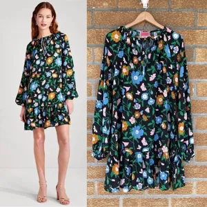 KATE SPADE NEW YORK KATE SPADE Floral Garden Tulip Dress In Black LARGE thumbnail 2