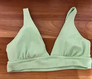 Women’s Aerie Ribbed Light Mint Green Bikini Top Summer Beach Resortwear Size XL thumbnail 1