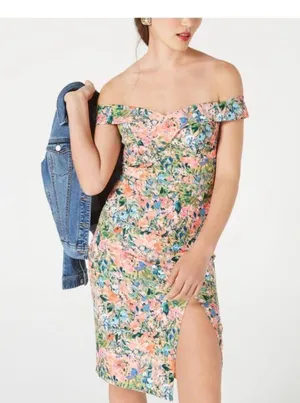 AIDAN AIDAN MATTOX Womens Pink Off Shoulder Knee Length Body Con Dress 12 thumbnail 2