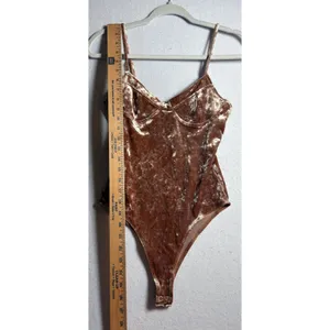 Forever 21 Brown Crushed Velvet Bustier Bodysuit Small Sweetheart Neckline Boho thumbnail 8
