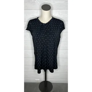 Worthington black/white floral print pleated blouse dressy business casual XL thumbnail 2