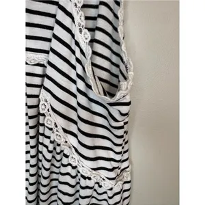 POL Striped Lace Trim Tunic Tank Top Boho Babydoll S thumbnail 10