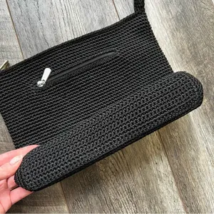 The Sak Original Crochet Knit Black Purse Shoulder Bag Medium Handbag thumbnail 4