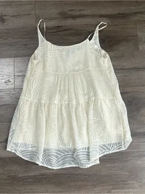 HD in Paris Anthropologie Ivory Cream Layered Babydoll Tank Top Shirt Cami thumbnail 2