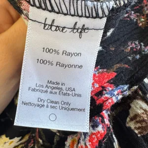 Blue Life Floral Maxi Beach Skirt Black Ruffle High Low Boho Wildflower Rayon Sm thumbnail 9