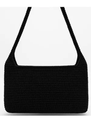 The Sak Crochet Casual Handbag Purse Hobo Stylist Bag Lined Black thumbnail 2