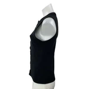 NEW Abercrombie & Fitch Women's Black Sleeveless Knit Button Down Shirt Top S thumbnail 2