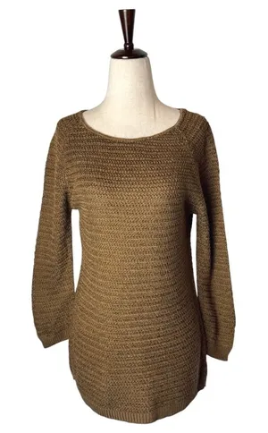 Coincidence & Chance Anthropologie Sweater Women Small Brown Knit Cotton Blend‎ thumbnail 1