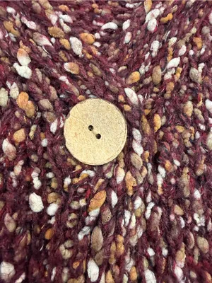 Leo & Nicole Brown Marled V-Neck Chunky Knit Cardigan thumbnail 3