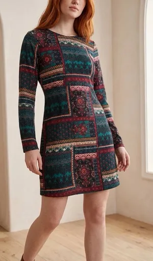 Abercrombie & Fitch Women’s Aztec Geometric Print 3/4 Sleeve Mini Dress Size S thumbnail 1